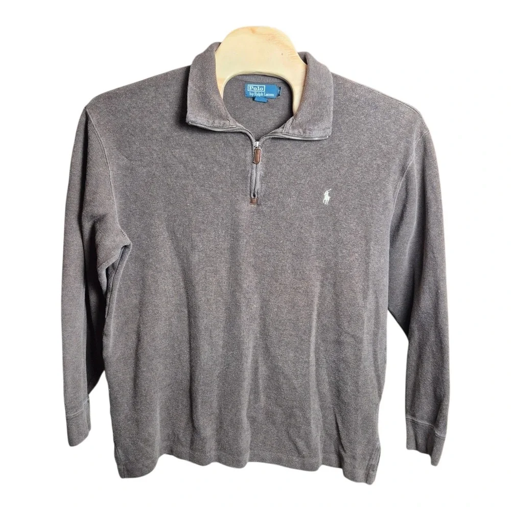 VTG Polo Ralph Lauren Men's XLT Brown Estate Rib‎ 1/4 Zip Pullover